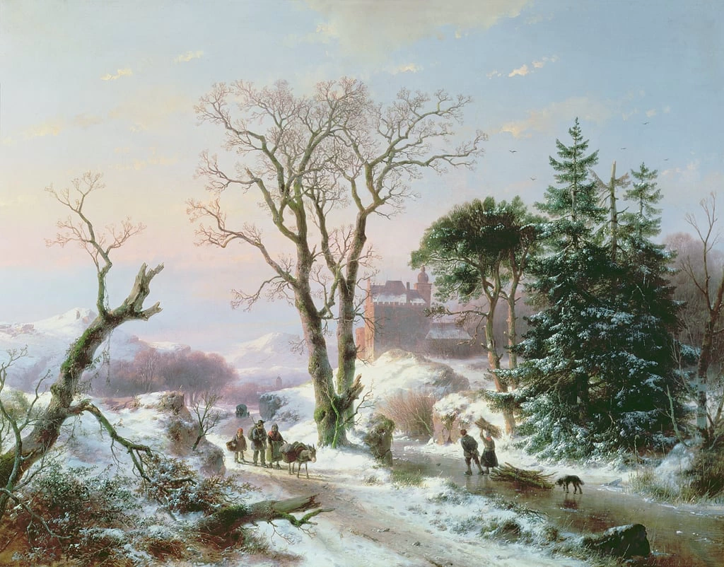 Paesaggio innevato con figure